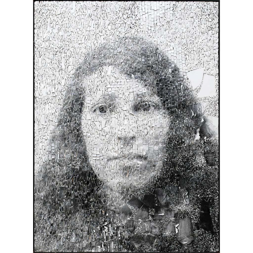 Giornate 2, portrait en photographie argentique sur mosaïque de smalte blanc