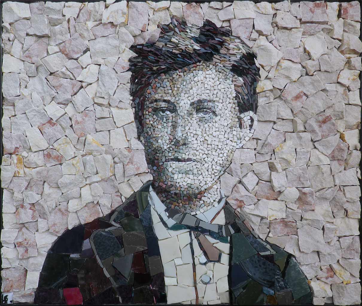 Portrait d'Arthur Rimbaud en mosaïque contemporaine
