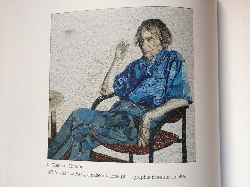 Michel Houellebecq depicted by French artist Clément Mitéran in contemporary mosaic
