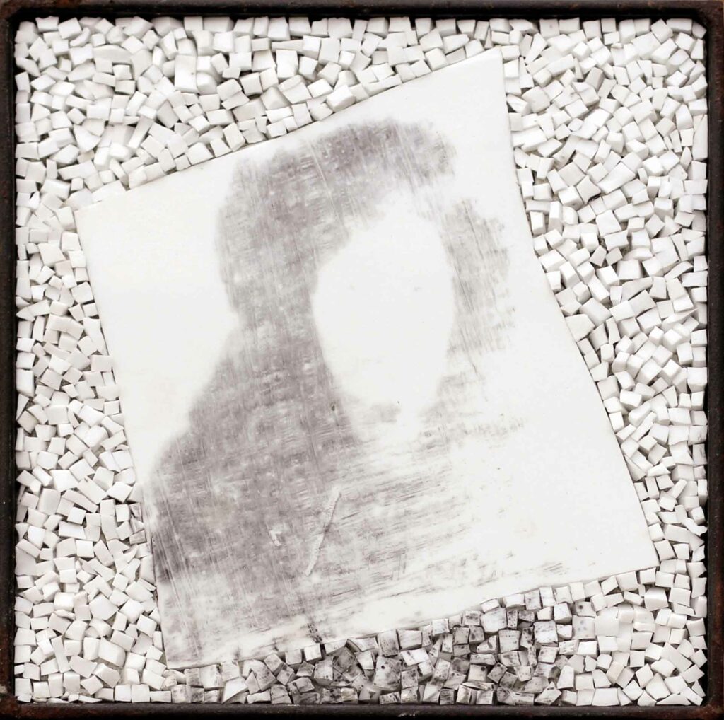 Monstre 1, photographic montage portrait on mosaic