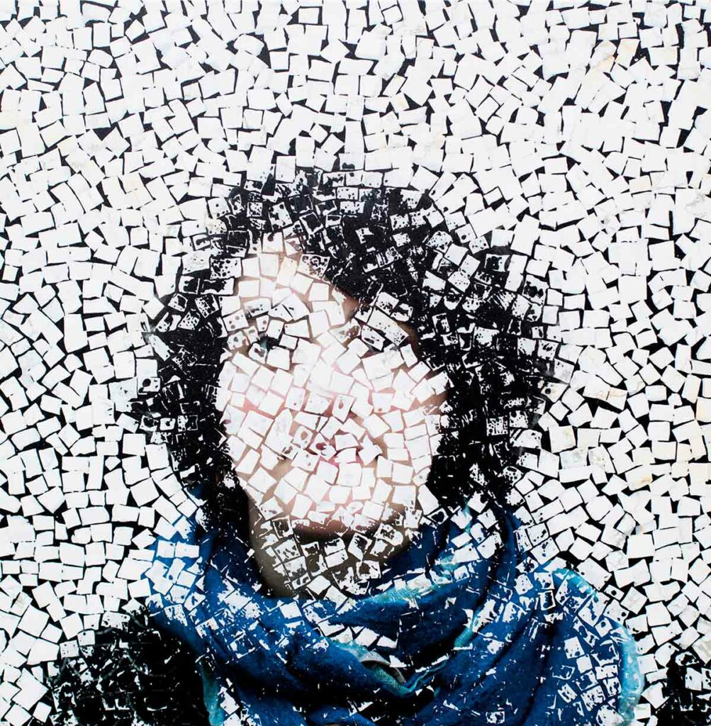 Portrait en mosaïque contemporaine par l'artiste Clément Mitéran